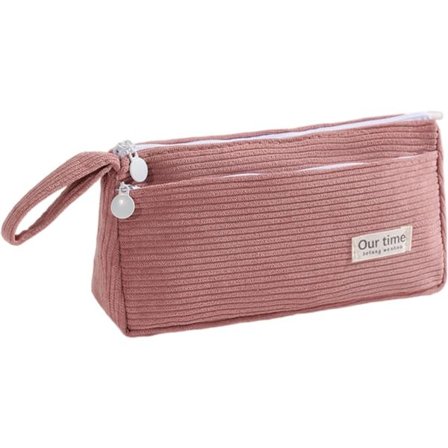 Suuri Corduroy-penaali kaksoislokerolla, monitoiminen penaali, penaali / kynäkotelo matkoille, toimistoon ja kouluun