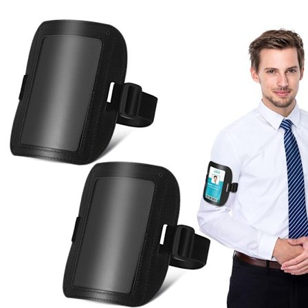 Set med 2 Armbandsfästen för Män Läder ID Armband Justerbar Märkeshållare med Elastiskt Armband Vattentätt Skipass Armband Arbetsvykort
