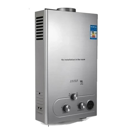 Øjeblikkelig varmtvandsbeholder, LPG propan gas, rustfrit stål, 16L