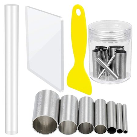 10-in-1 savileikkurit ja akryyli savitela sarja, 7 kpl syvennys pyöreä ympyrän muoto leikkurit ruostumaton teräs leikkuri