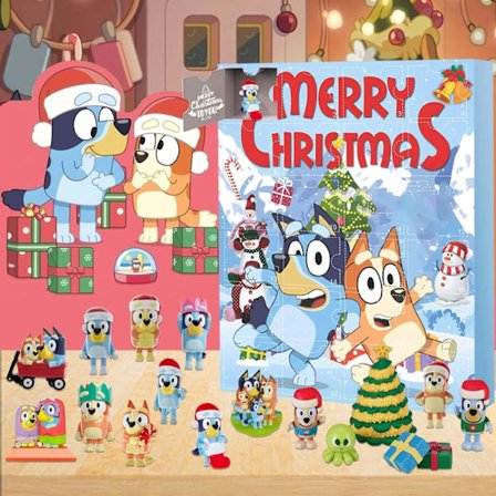 Tegneserie Adventskalender 2023, 24 dager med adventskalender, 24 stk søte tegneserie minifigurer dukke Xmas ferie strømpegaver julefestgave