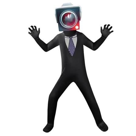 4-9 år Barn Skibidi Toalett Cosplay Kostyme TV Mann Kameramann Høyttaler Halloween Fest Bodysuit Gaver - Perfet E 8-9 Years