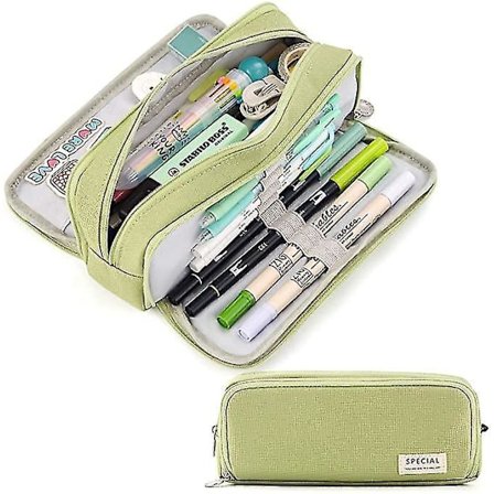 Large Pencil Case Big Capacity 3 Compartments Canvas Pencil Pouch For Students