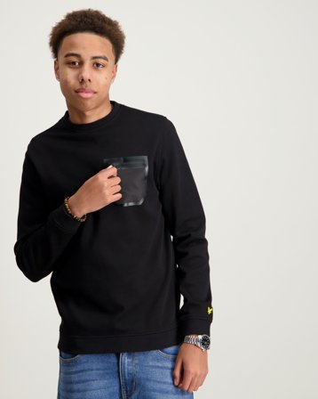 Lyle & Scott Bonded Ripstop Pocket Crew Neck Sort Trøjer Dreng - Kids Brand Store