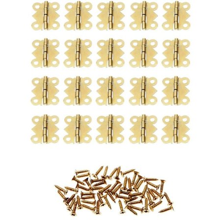 20 stk. 20x17mm Guld Mini Sommerfugl Jern Dørhængsler 4 Huller Skab Skuffe Smykkeæske Hængsel Til Møbel Hardware Med Skruer