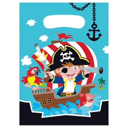 Pirat Partypåsar Plast 8-pack - Partyninja.se