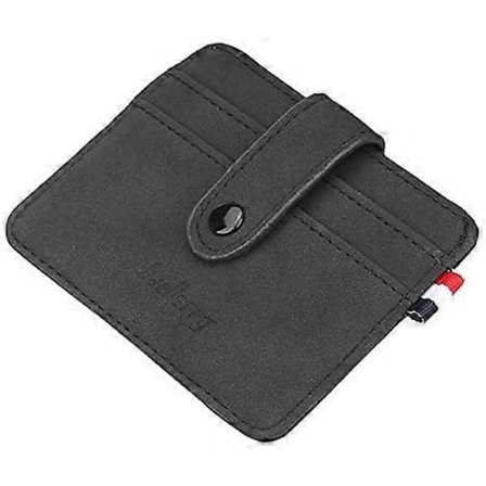 PU-nahkalompakko miehille, taikalompakot, design-pieni kukkaro, miesten hakaslompakko, Valley Retro -korttikotelo, minikotelot (väri: musta)