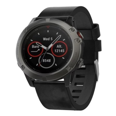 För Garmin Fenix ​​5X Sapphire 26mm Läder Stål Spänne Watch Band
