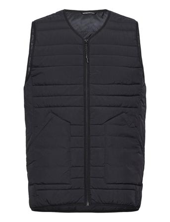Go Anywear Quilted Padded Zip Vest Vest Svart Knowledge Cotton Apparel*Betinget Tilbud