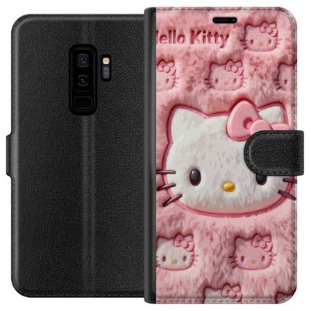 Yhteensopiva Lompakkokotelo Samsung Galaxy S9+ Hello Kitty vaaleanpunainen pörröinen tausta, jossa on ikoninen kasvot ja kawaii-esteettisyys