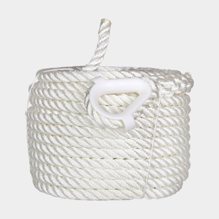 Ankarlina med kaus NOCK Bullerö, 3-slagen polyester, Ø12 mm, 35 meter, vit