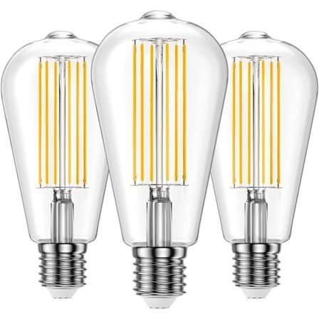 ST64 Vintage Stil Edison Glödlampa, E27 LED-lampa, 10W LED Glödtrådlampa Naturligt Ljus (3000K), Ej Dimbar, 3-pack