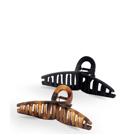 Skilpaddemønstret & Svart 13 cm, 2 stk. Store Hårklemmer for Kvinner - Trendy Hårnåler med Løkke | Matt Plast, Lett Grep | Perfekt for Hverdagsbruk & 