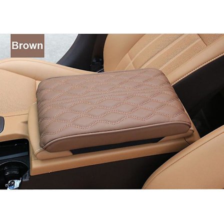 Bølgebroderi PU Læder Bil Armlænsmåtte Centerkonsol Armlænsbeskyttelsespude Auto Armlæn Opbevaringsboks Dækpude - Armlæn