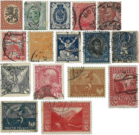 16 forskellige frimærker fra 11 lande - Stemplet