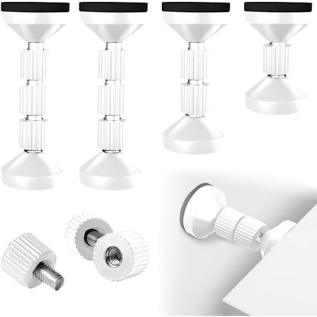 4 stk. (hvid) Anti-Shake Justerbar Gevind Senge Rammer, 42mm-110mm, Justerbar Hovedgærde Tårn til Seng, Garderobe, Sofa, Hovedgærde