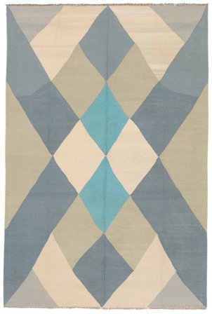 Kilim Modern Rug 205X305 Orange/Dark Teal Wool, Afghanistan