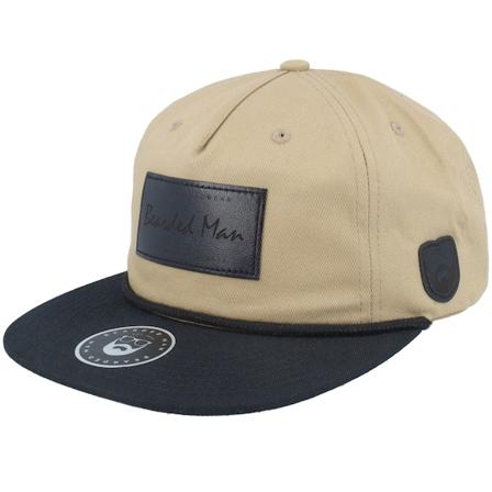 Bearded Man - Béžová snapback Kšiltovka - Casual Logo Black Patch Khaki/Black Rope Snapback @ Hatstore