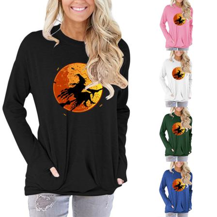 Dam T-shirt Printed Casual Lös Långärmad Tunikatopp