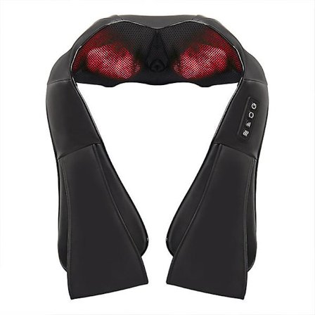 Nack- och ryggmassageapparat med lugnande värme, elektrisk djupvävnadsmassagekudde 3D för axlar, ben och muskler