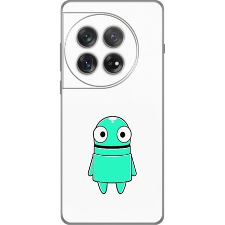 Kompatibel Mobilcover til OnePlus OnePlus 12 Turkis tegneseriefigur med store øjne og en glad personlighed i enkel illustration
