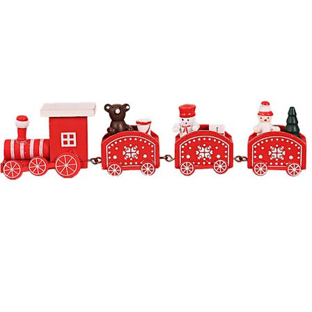 Juletog i tre, juledekorasjoner i tre, borddekorasjon