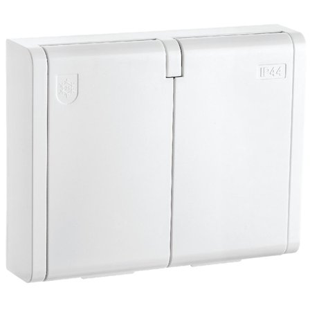 SG Stikkontakt innfelt Hvit IP44 Dobbel m/j