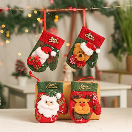 3 delar dekoration de Noël petit bas de Noël non tissé arbre de Noël sac à bonbons suspendu