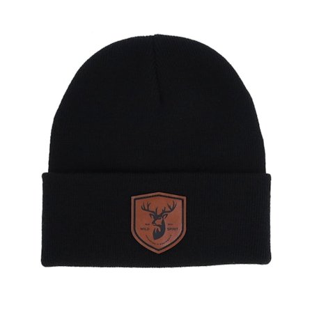Wild Spirit - Noir cuff Bonnet - Brown Deer Shield Black Cuff Beanie @ Hatstore