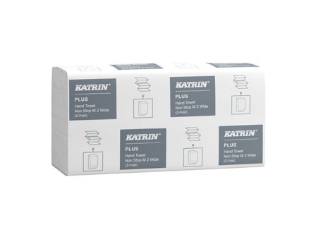 KATRIN Pappershandduk Plus NonStop M2 Z-vikt Wide 2-lagers vit 2400/fp - Lyreco - Städ och hygien - Toalettpapper och torkpapper - Pappershanddukar