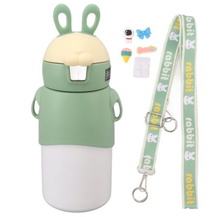 Isolert vannflaske i rustfritt stål 500ml 18oz Bærbar vakuum med sugerør og stropp