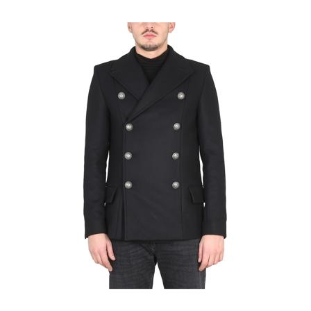 Balmain Coats Sort, Herre Uldfrakker