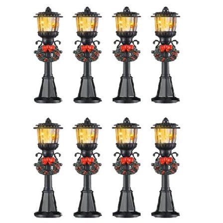 Mini jul lampe stolpe tog lampe miniatyr gate lampe dekorativt lys