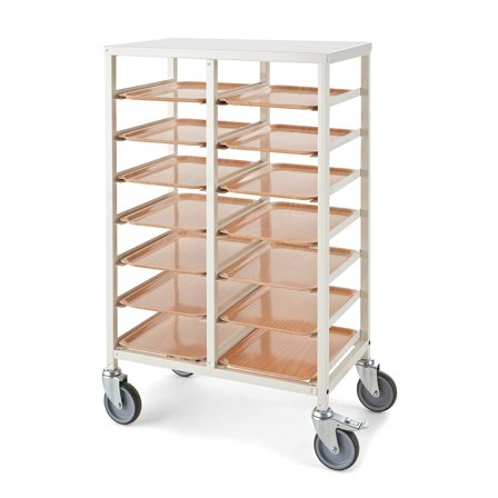 Tablett-Wagen, für 14 Tabletts, weiss
