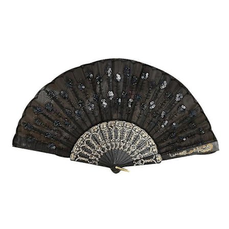 Påfuglfjær Paljettmønster Håndholdt Sammenleggbar Vifte Håndverk Bryllupsfest Hjemmeinnredning