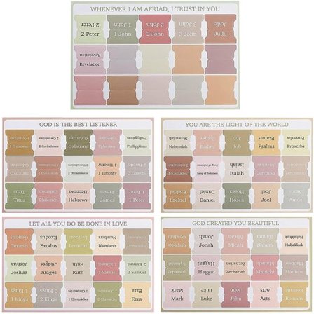 Bibelregister-etiketter (5-pakning, 75 klistremerker) - Avtakbare og utskiftbare laminerte etiketter for enkel navigering