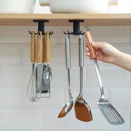 2 Pezzi Porta Utensili Da Cucina Rotazione Di 360 Adesivo Forte Porta Utensili Da Cucina Per Bagno E Cucina Betterlifefg
