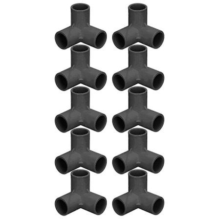 10 stk. 3-veis rørfittings PVC-plast T-stykke Albue Hjørnekontakt 25 mm Innvendig Diameter Svart-Perfekt