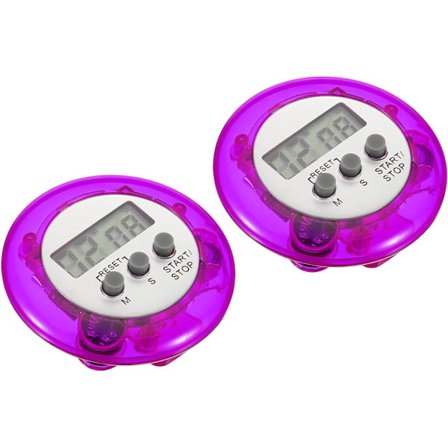 2 stk (Lilla) Runde Digitale Timere, Liten Nedtelling/ Opptelling Klokker