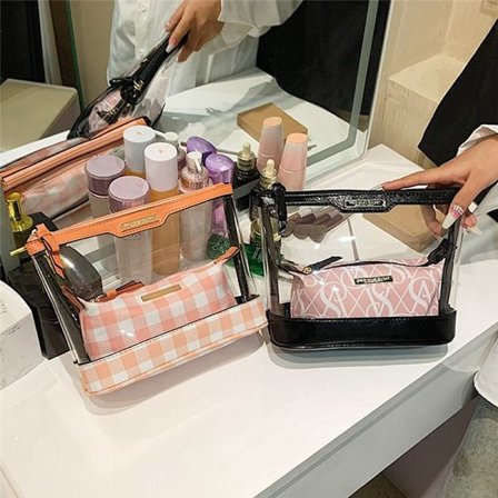 Toalettmappe Kompatibel med Kvinner, Stor Beholder Kompatibel med Små Ting, Kompakt Reise Toalettmappe Kompatibel med Kosmetikk, B