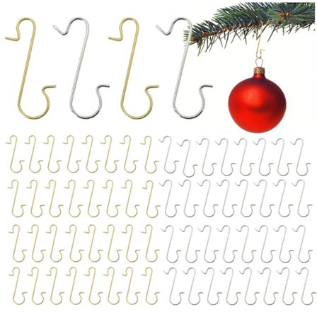 100 stk. gull sølv S-formede kroker for julekuler og julepynt (100 stk., blandede farger)