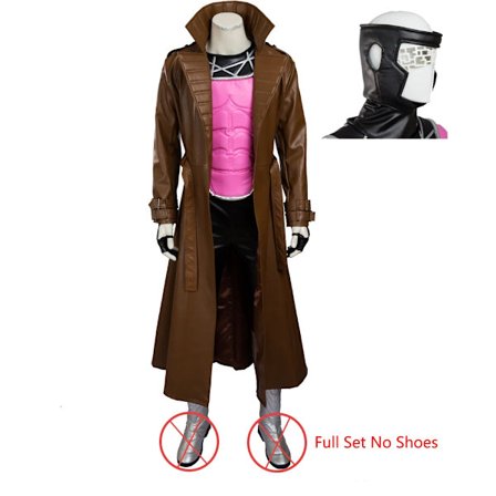 Film X-Men Origins Gambit Cosplay Kostym Vuxna Män Remy Etienne LeBeau Halloween Med Läderjacka Väst Huvudbonad Full Set