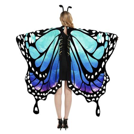 Butterfly Wings Vuxen, 3-delad Set Butterfly Cape, Cosplay Fancy Dress Light Blue