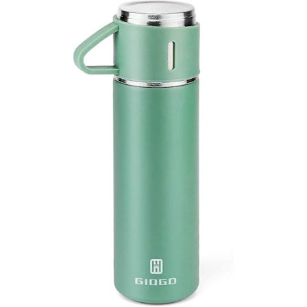 Vakuumisoleret flaske 500ml/17.6oz Termoflaske i rustfrit stål med kop til kaffe, vand, drikkeflasker. (grøn, enkelt)
