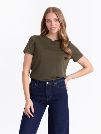 MATCH - Lisa t-skjorte - Donna - Str. S - Dame - Topper & T-skjorter - Grønn - 65% Modal, 35% Polyester - resirkulert