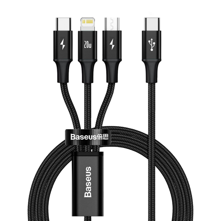 BASEUS Rapid Series 3-in-1 USB Type-C Cable PD 20W 1.5m