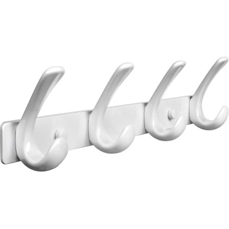Vægmonteret Krog - Kraftig Vægmonteret Knagerække i Solid Aluminium - Skruer Fastgjorte Vægkroge til Hat Håndklæde Morgenkåber Hvid