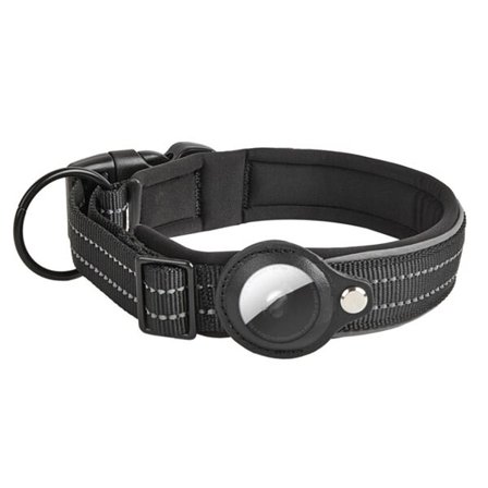 Hundhalsband med Apple AirTag-fäste S – Svart