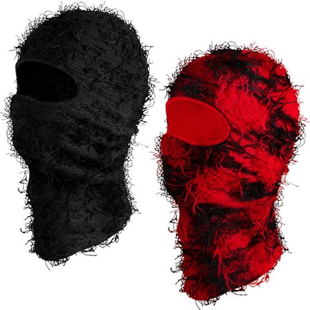 Ski Vindtett Maske 2 Pakk Distressed Balaclava Ski Maske Full Face Strikket Balaclava Vindtett Kul Ski Maske for Kaldt Vær