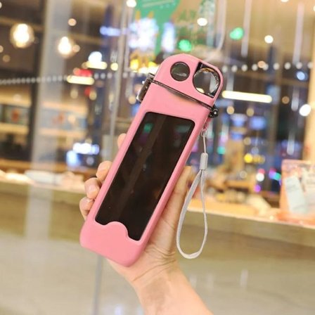 350 ml Kvadratisk Vattenflaska med Sugrör Bärbar Plastvattenkopp med Tidsmarkering Utomhus Sport Fitness Kanna Dryck